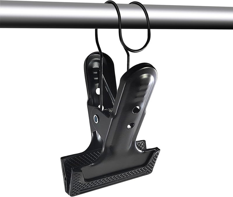 YRMJ 2 Pack 4-1/4" Heavy Duty Spring Clamps Clips, Black Metal Rubber Hinge Clip File Clamps for Photography Background Stands, Home Improvement Projects (2.17" Opening, with Hooks) - Image 3